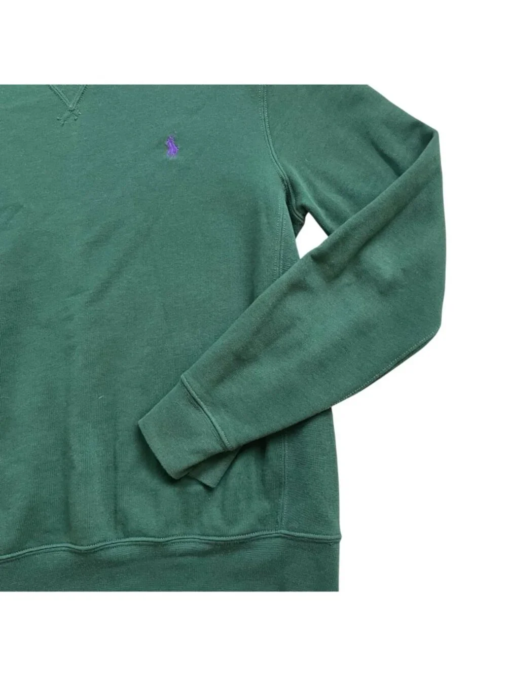 Polo Ralph Lauren Green crew Pullover Sweatshirt Medium Purple Logo Cotton Blend